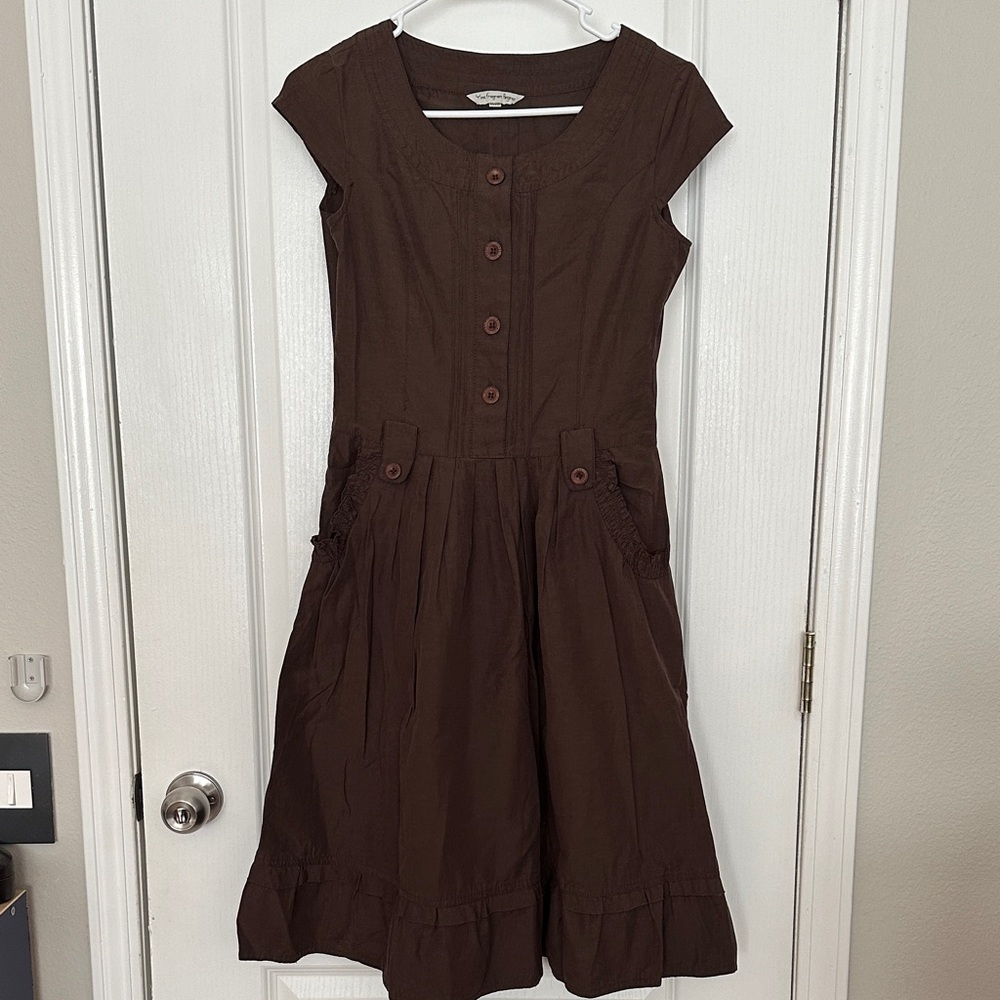 Brown Button-Up Kids Dress